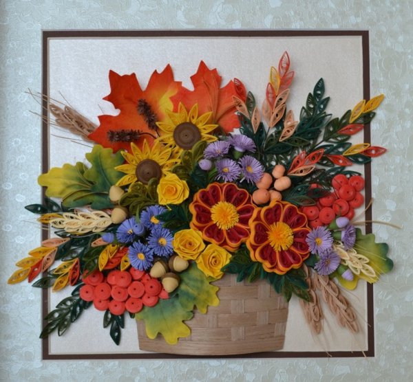 Панно из осенних материалов