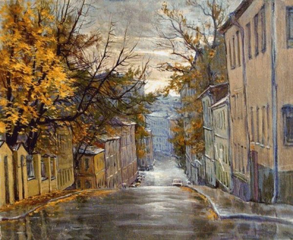 Осень, переулок. Художник Владимир Качанов.