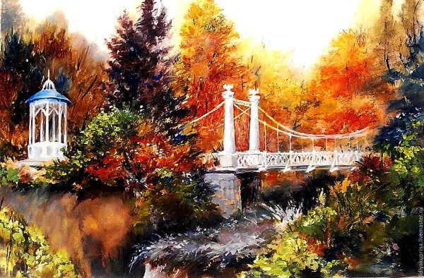 Городской пейзаж с мостиком