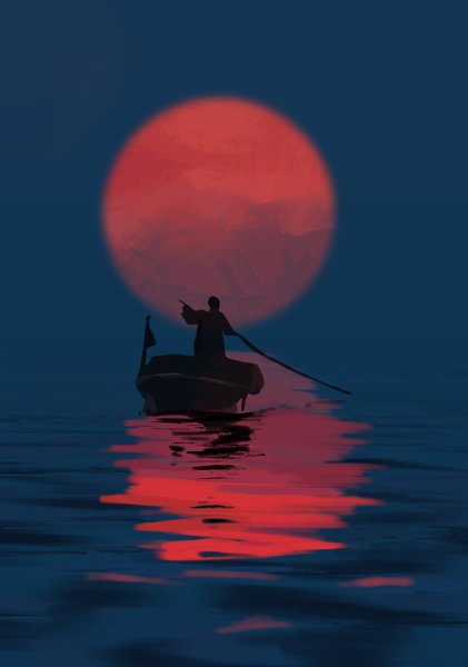 Лодка в лунном свете