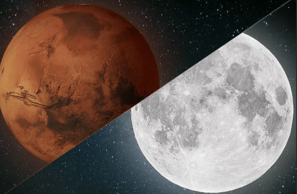 Планета Марс и Луна