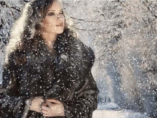 Женщина и снегопад