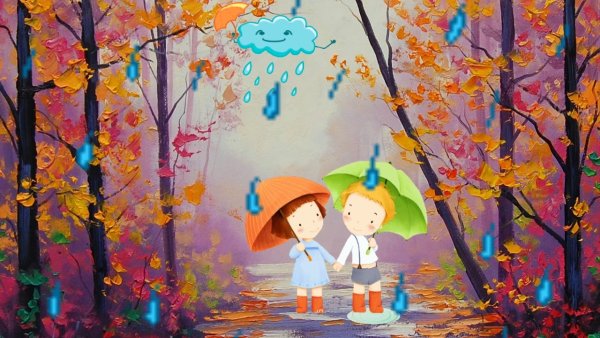 Мультяшные дети осень