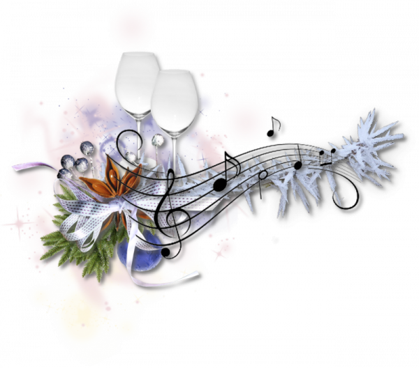 Новогодние нотки на прозрачном фоне