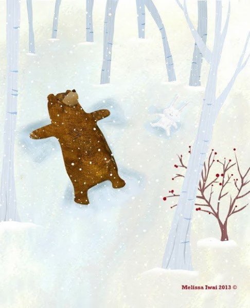 Рисования медведя в зимнем лесу