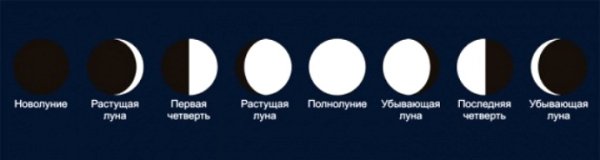 Фазы Луны картинки с названиями
