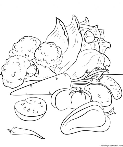 Vegetables раскраска