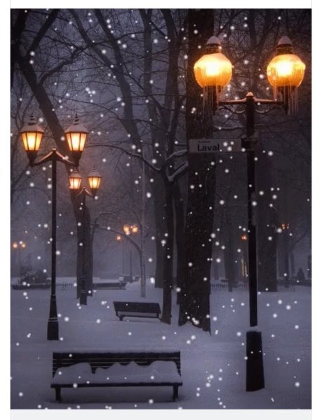 Зимняя аллея с фонарями