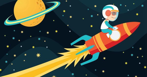 Космонавт в ракете