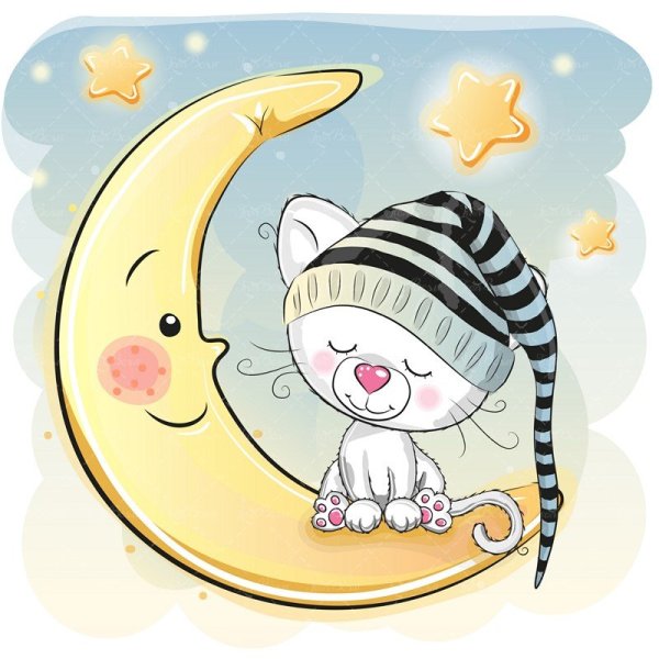 Кот спит на Луне