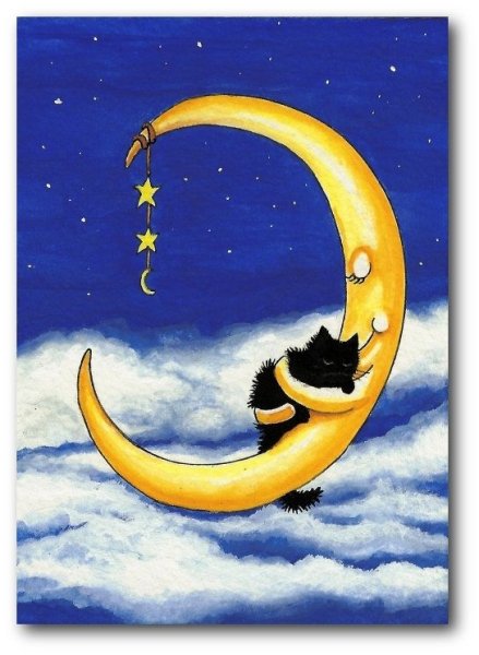 Кот и Луна