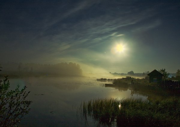 Лунная ночь в деревне