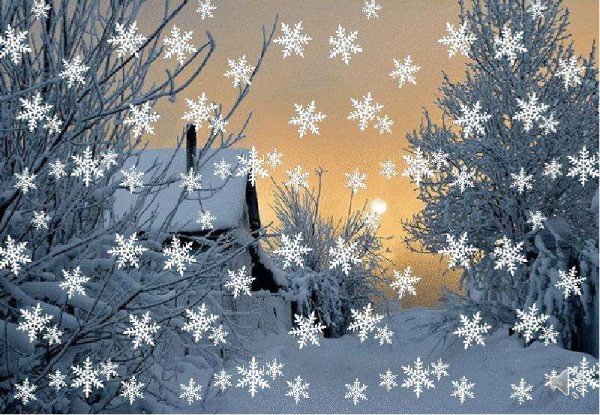 Зимний пейзаж снежинки