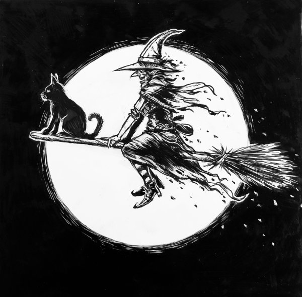 Ведьма на метле картинки