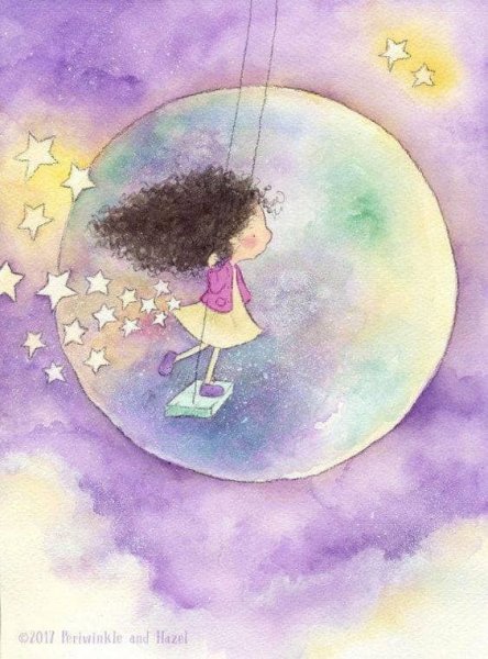 Девочка на Луне рисунок