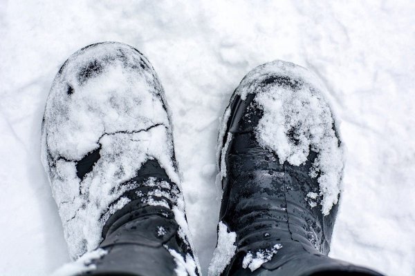 Ноги в ботинках на снегу
