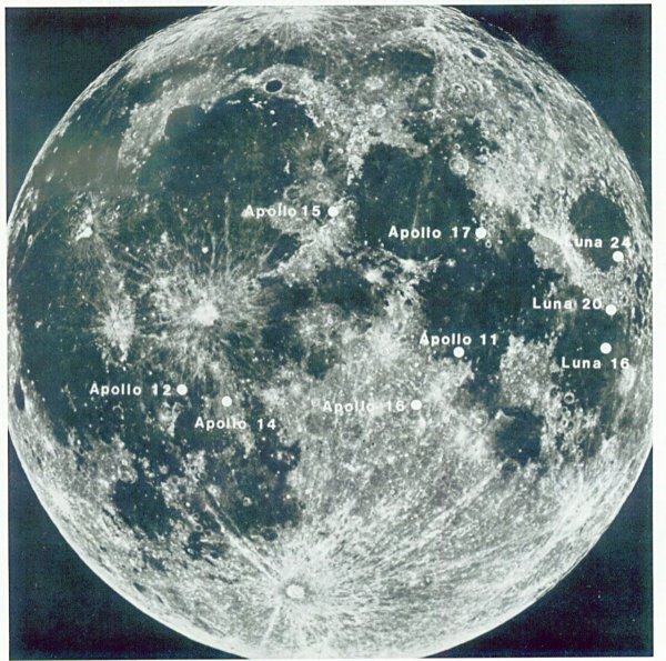 Место прилунения Аполлона 11 на карте Луны