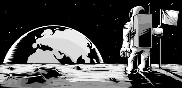 Чел на Луне рисунок