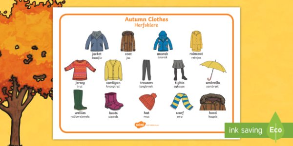 Осенняя одежда по английскому