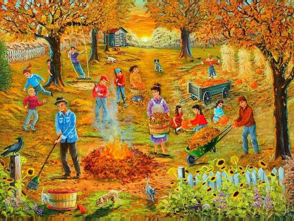 Занятия людей осенью