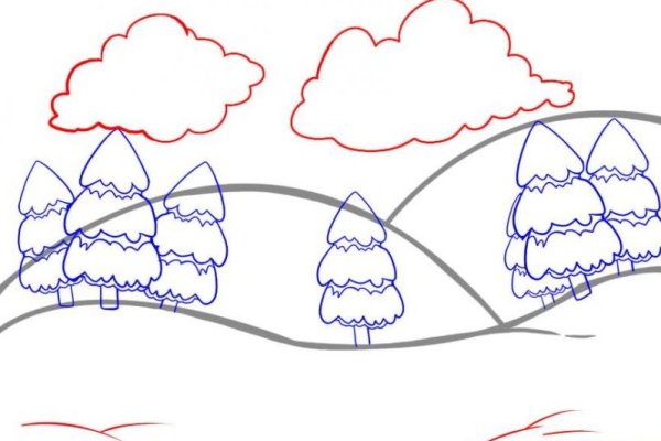 Зимний пейзаж поэтапное рисование