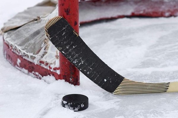 Клюшка и шайба на льду