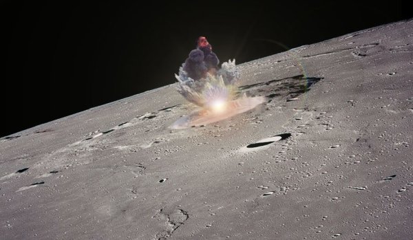 Метеорит падает на луну