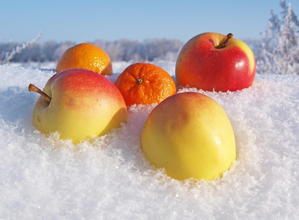Персики в снегу