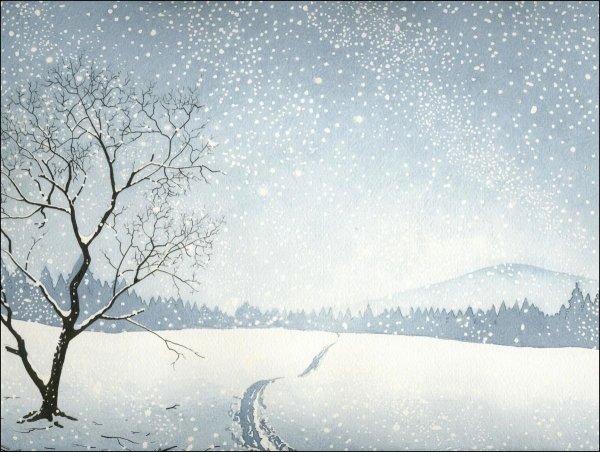 Снег акварель