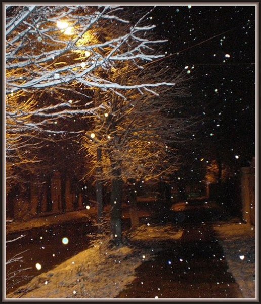 Первый снег ночью