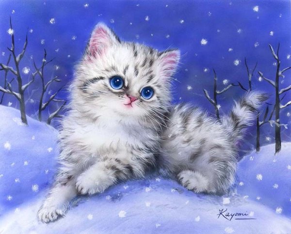 Котенок в снегу