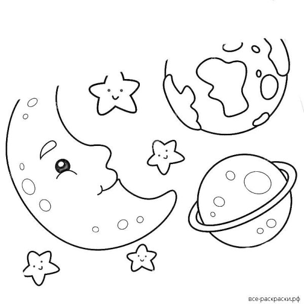 Раскраска Планета Луна