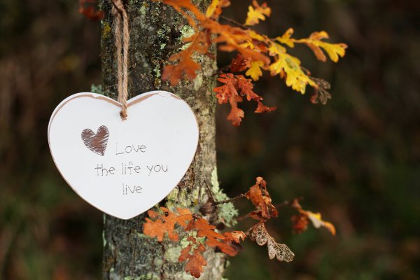 Осенний листок в форме сердца