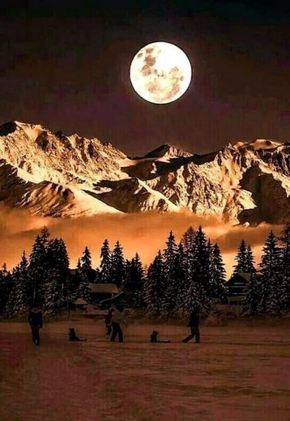 Ночь Луна горы