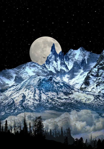 Ночь Луна горы