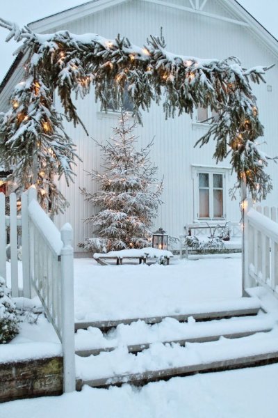 Зимнее украшение двора