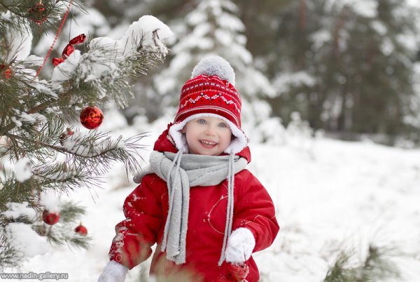 Зима дети елка