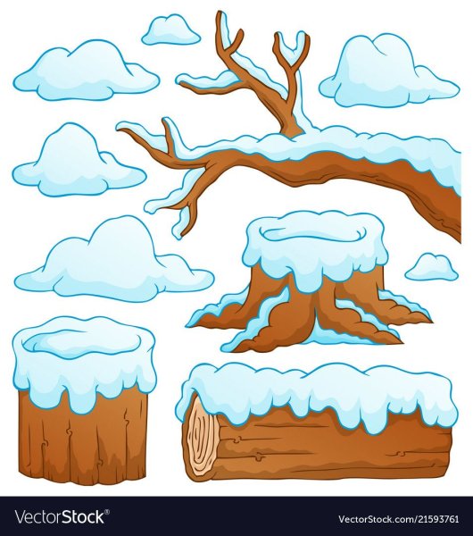 Пень зимой рисованный