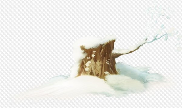 Пенек в снегу на прозрачном фоне