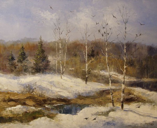 Весенняя оттепель картина Саврасова