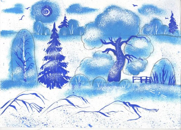 Урок изо зимний пейзаж