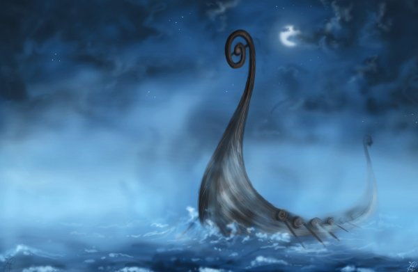 Луна и море арт