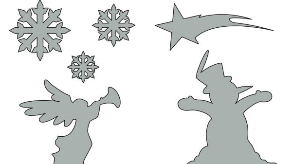 Трафареты на окна новогодние простые