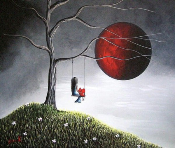 Девочка на качелях сюрреализм