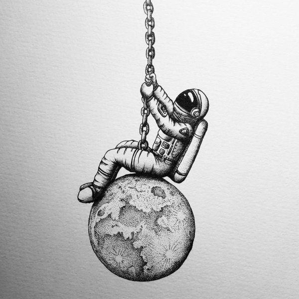 Космонавт на качелях арт