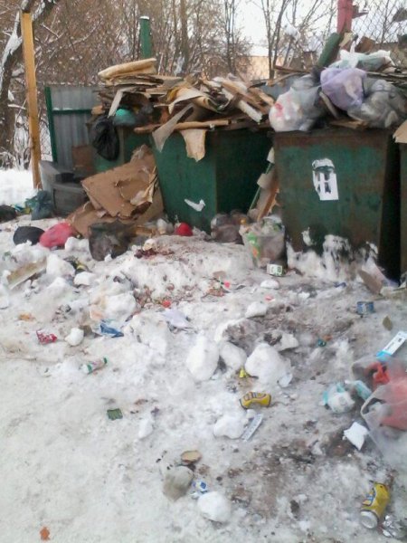 Мусорная площадка завалена снегом