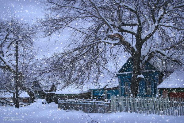 Снежная зима в деревне