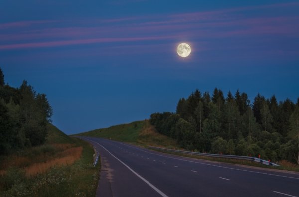 Луна освещает дорогу