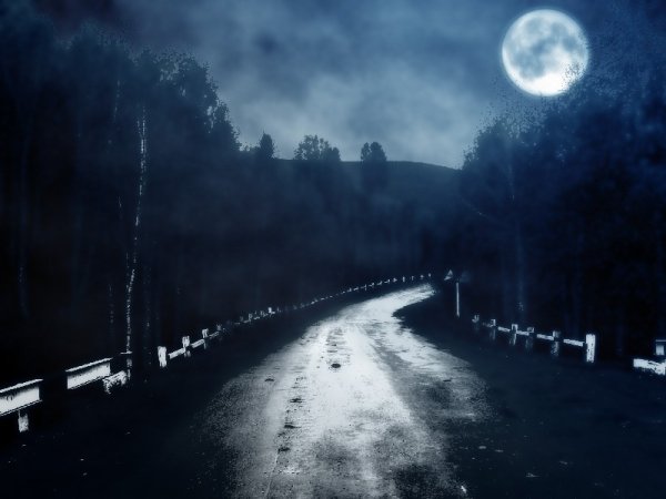 Дорога лес Луна