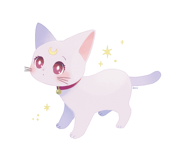 Анимешный котик на белом фоне